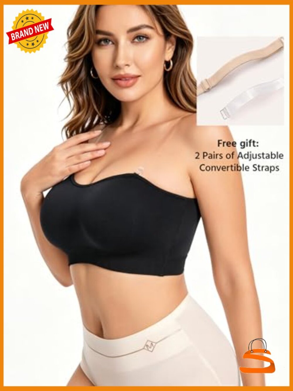 Strapless Padded Wireless Supportive Seamless Tube Top Bra, 1/2 Pack View 5